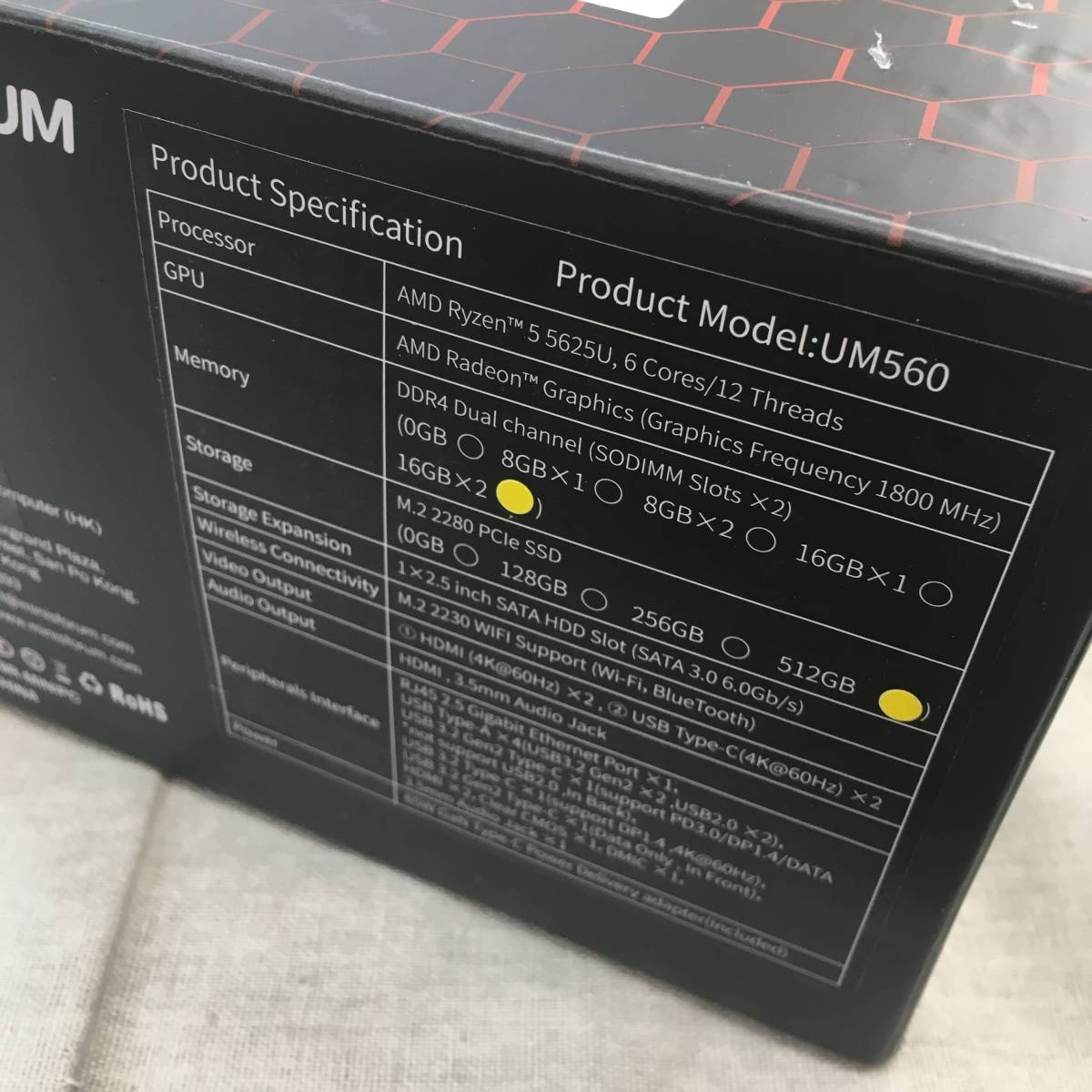 ジャンク品 MINISFORUM UM560 MINI PC ミニ PC AMD Ryzen5 5625U