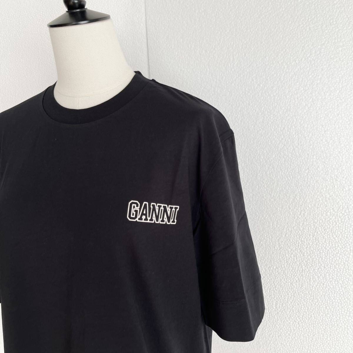 GANNI ガニー ロゴ入り半袖Tシャツ カットソー ブラック XSサイズ