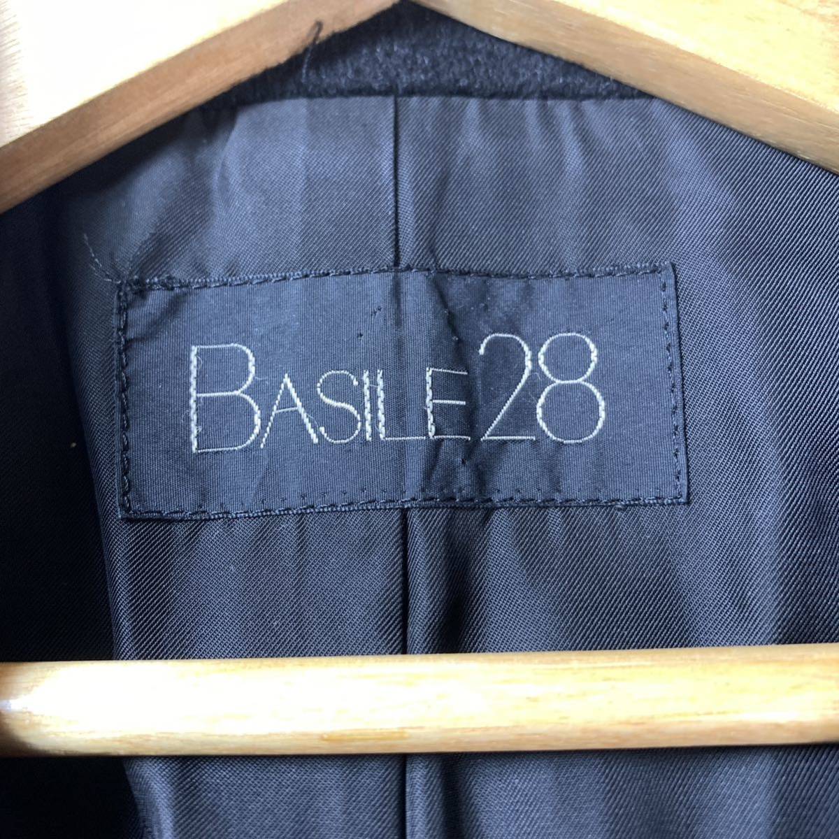 BASILE28 バジーレ28 バジーレベントット チェスターコート ブラック 黒 ウール100% 大きいサイズ 42 YA4907_画像4