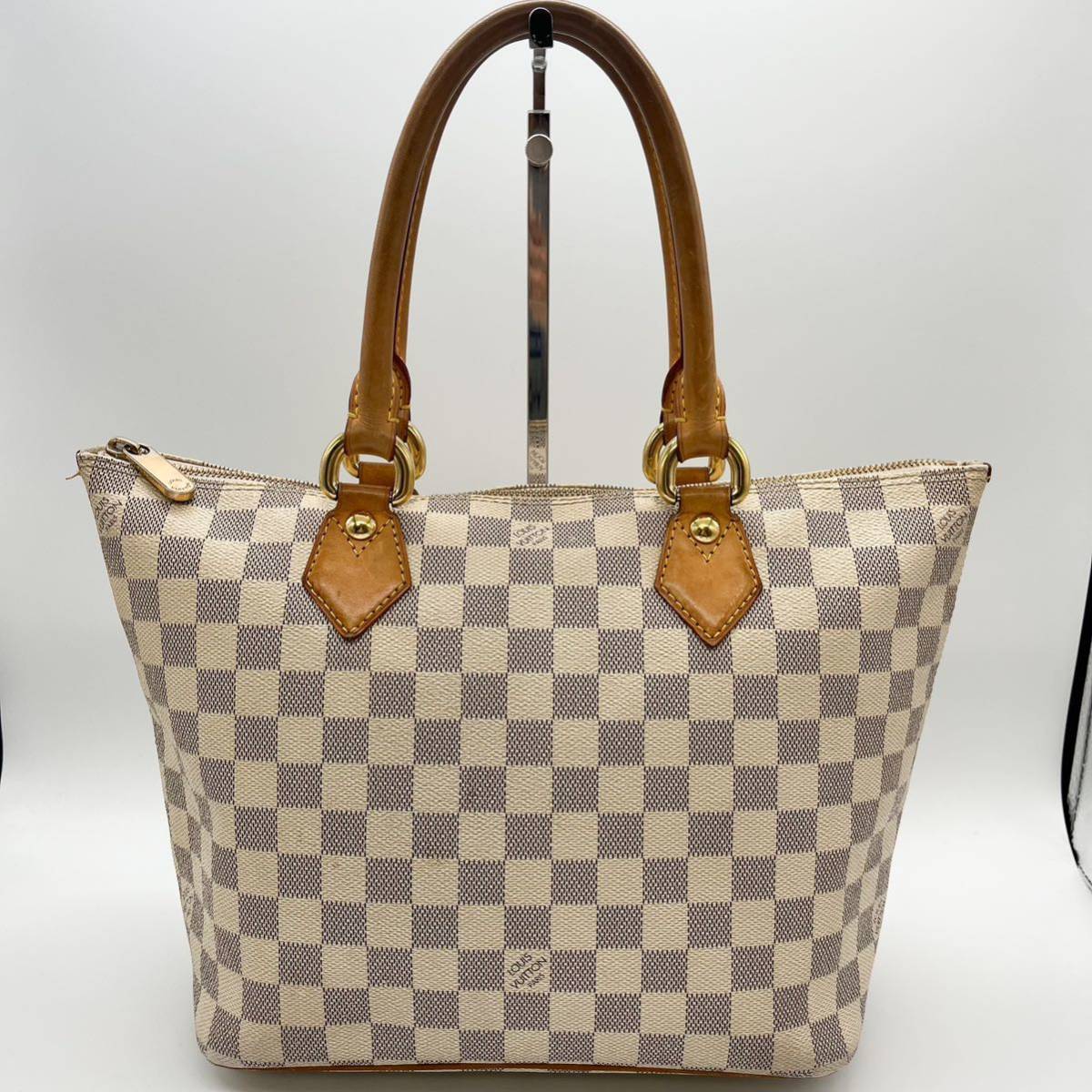 ルイヴィトン LOUIS VUITTON ダミエアズール サレヤ PM N51186 トートバッグ ショルダーバッグ モノグラム ホワイト 白 PVC レザー 総柄_画像3