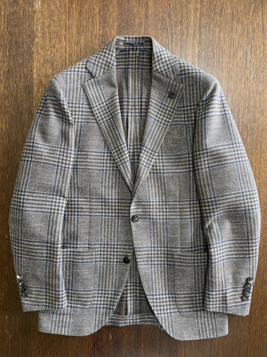 【中古美品】LARDINI ラルディーニ ジャケット 秋冬 グレンチェック ブラウン ビームスF サイズ４４_画像1