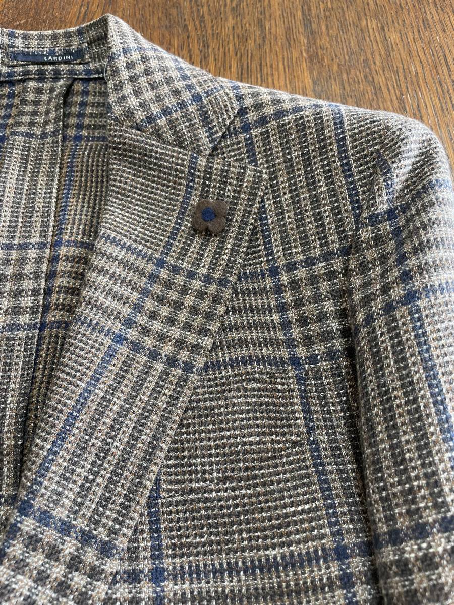 【中古美品】LARDINI ラルディーニ ジャケット 秋冬 グレンチェック ブラウン ビームスF サイズ４４_画像3