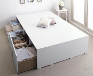 布団で寝られる大容量収納ベッド Semper センペール ベッドフレームのみ 引出し2杯 ハイタイプ セミダブル ホワイト