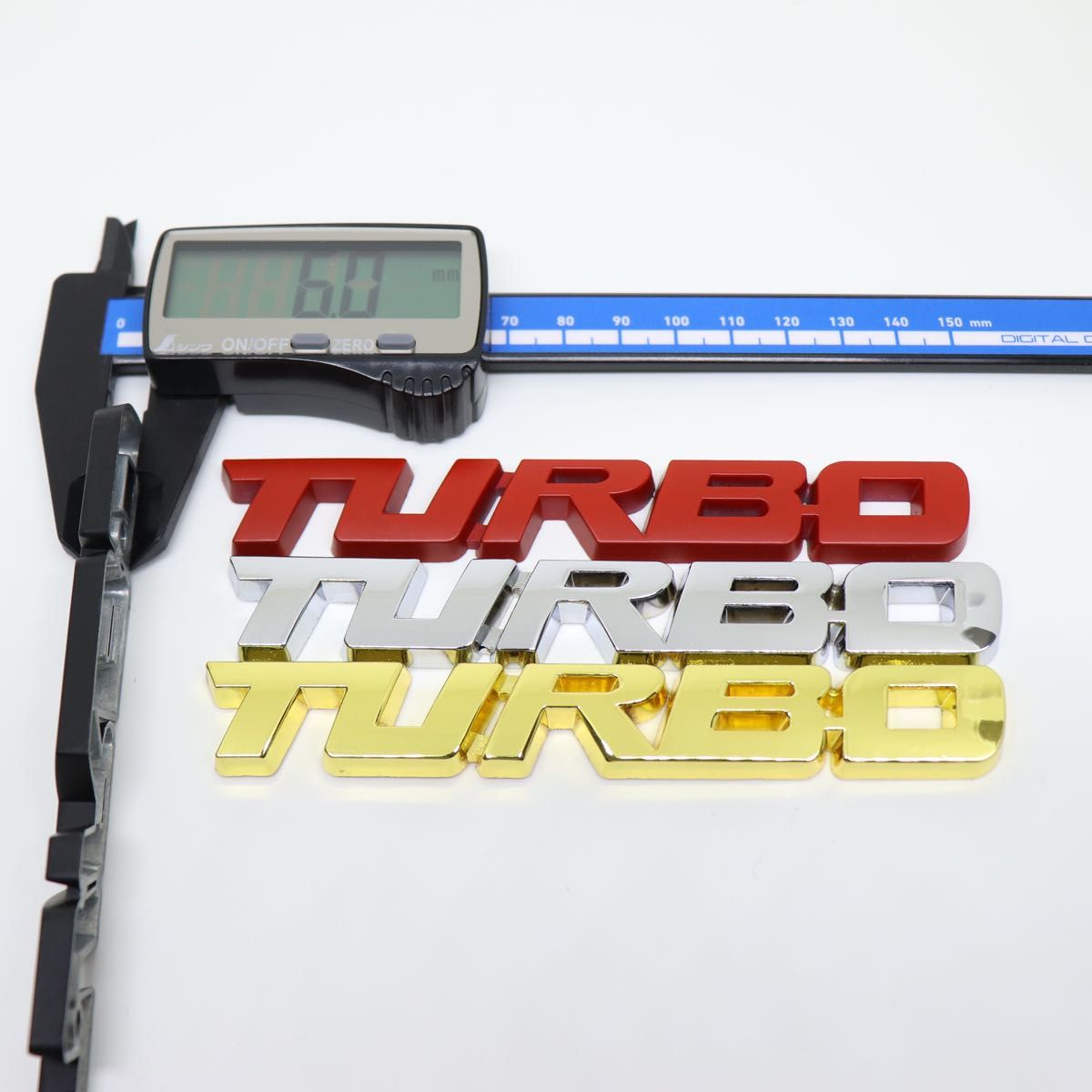 TURBO ロゴ ブラック (大) エンブレム メタル ステッカー 外装 内装 カスタムパーツ ターボ 車 汎用品