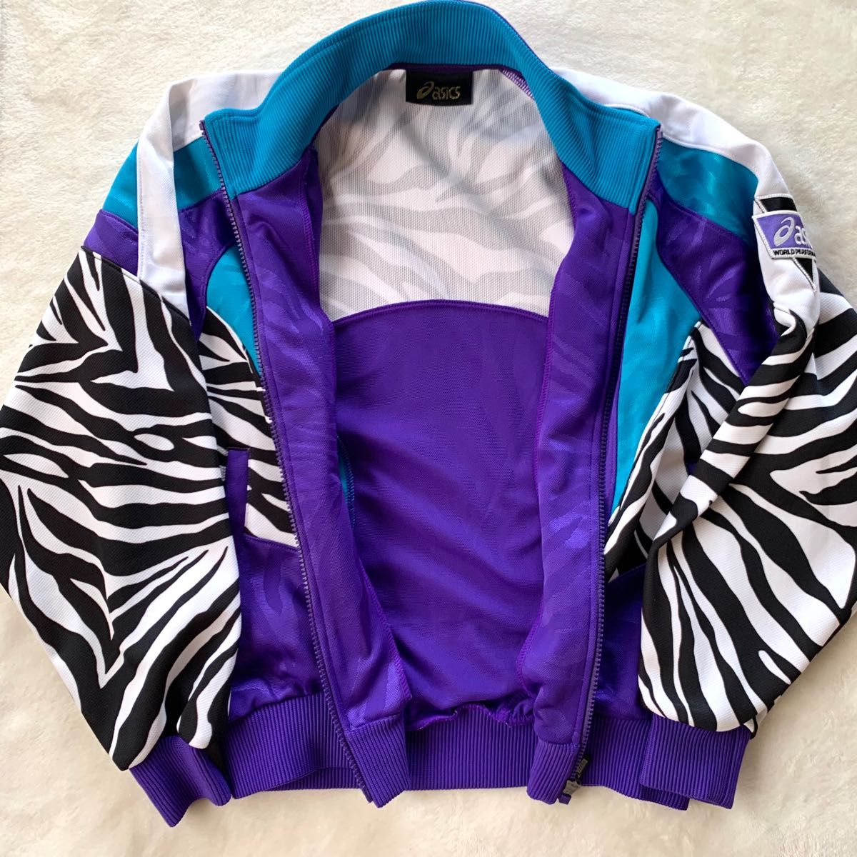 【美品】90s アシックス トラックジャケット ジャージ ヴィンテージ ゼブラ柄