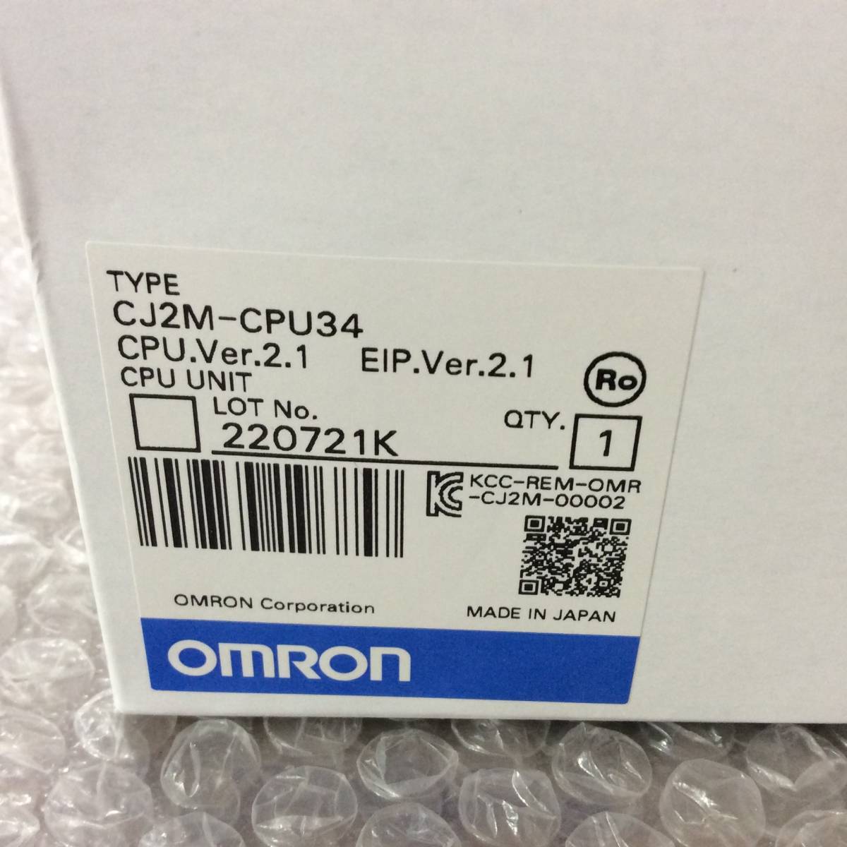 【AH-1896】★送料無料★ 新品未使用品 OMRON オムロン CJシリーズ EtherNet/IP機能付き CPUユニット CJ2M-CPU34_画像2
