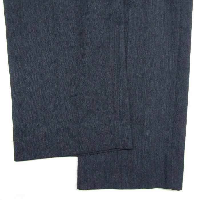 古着 ウールスラックス パンツ 1タック ストライプ ブラック ブルー サイズ表記：-　gd76185_画像5