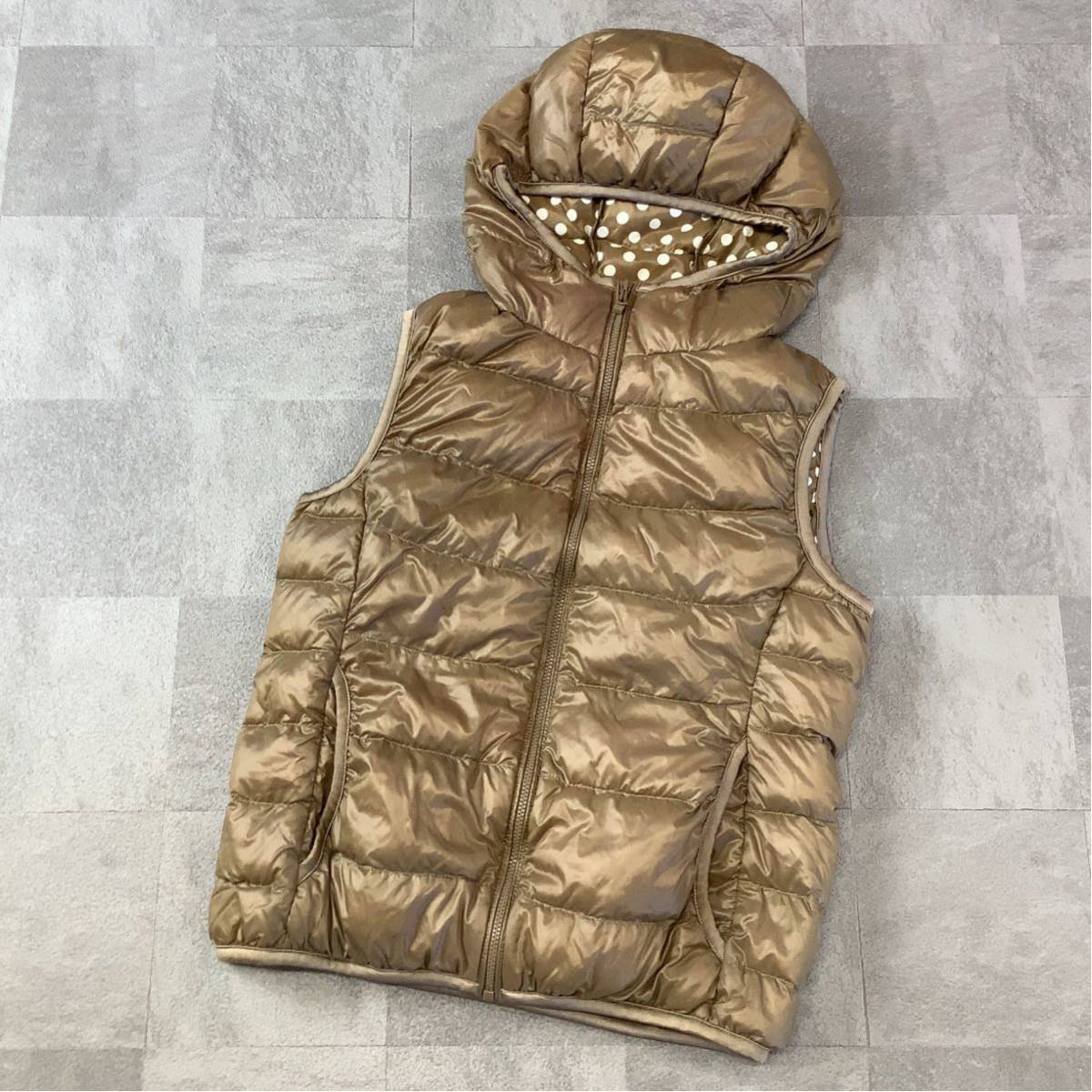  superior article Uniqlo UNIQLO Ultra light down vest Parker down jacket lady's S dot beige golf Golf wear light weight down 