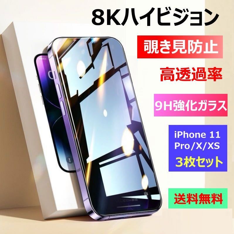 強化ガラスフィルム 覗き見防止 液晶保護　マイクロカーブエッジガラスフィルム iPhone X 保護フィルム iPhone XS_画像1