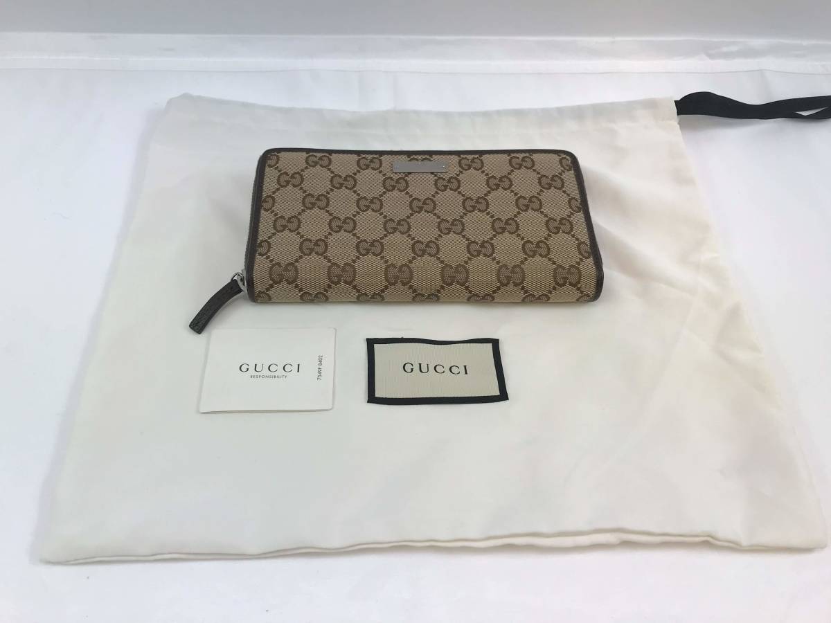 ☆グッチ【GUCCI】 財布　GGキャンバス　ラウンドファスナー　美品！　♯190985-253