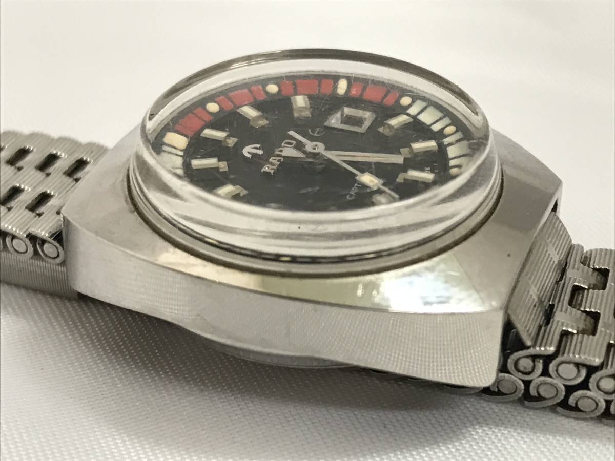  античный RADO Captain Cook AT/ самозаводящиеся часы 727 наручные часы циферблат черный работа товар текущее состояние товар SS Ref:727 SS 189912-33