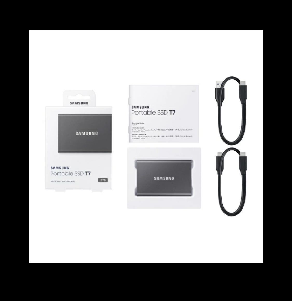 SAMSUNG｜サムスン MU-PC2T0T/IT 外付けSSD USB-C＋USB-A接続 T7 チタングレー [2TB /ポータブル型]