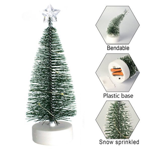ミニクリスマスツリー インテリア 置物 LED発光　コンパクトデスク トップ クリスマスツリー 3点セット　R567_画像5