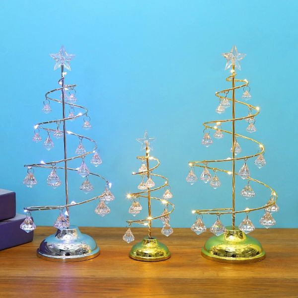 クリスマス　めっきアイアンツリー　LED発光　クリスタル　クリスマスツリー　置物　ナイトライト　プレゼント　R581_画像4