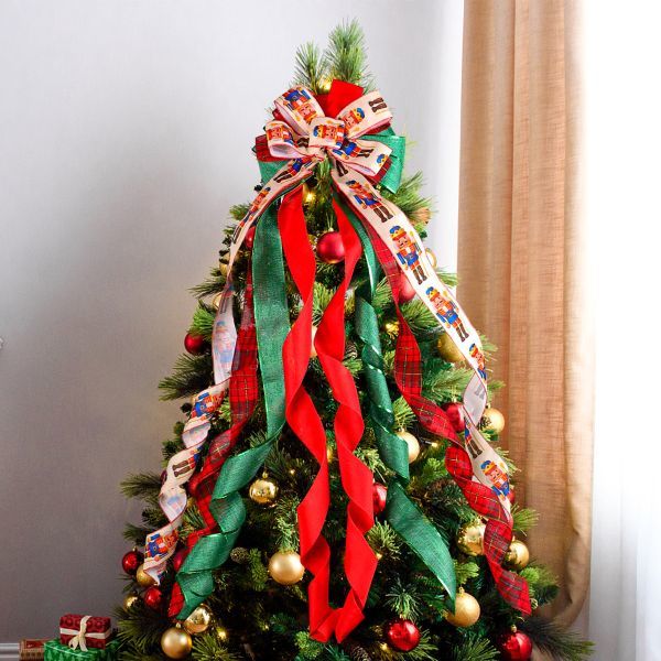 クリスマスツリー トップスター 置物　リボン飾り ツリートップ飾り　R630_画像3
