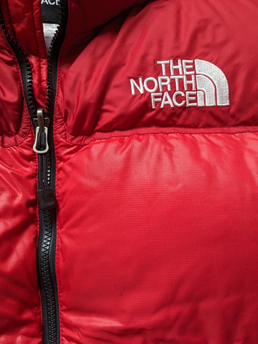 ザ　ノースフェイス　センターロゴ　ヌプシ　ダウンベスト　Lサイズ 700 赤色　レッド　90s THE NORTH FACE