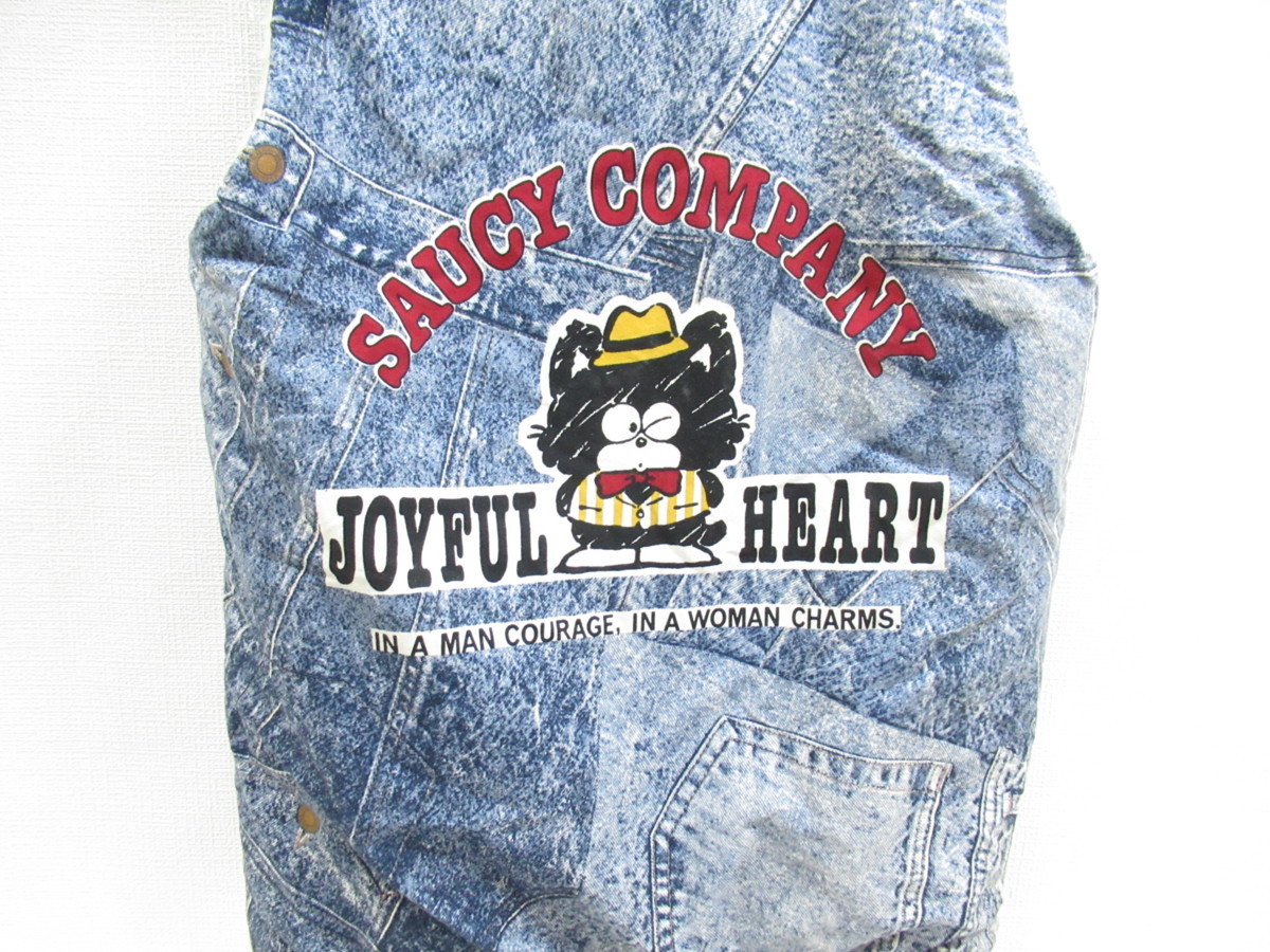 ★【直接引取不可】 デニム ベスト SAUCY COMPANY JOYFUL HEART NEW LOOK ネコ ねこ 猫 キャラクター アニメ？ レトロ トップス もこもこの画像6