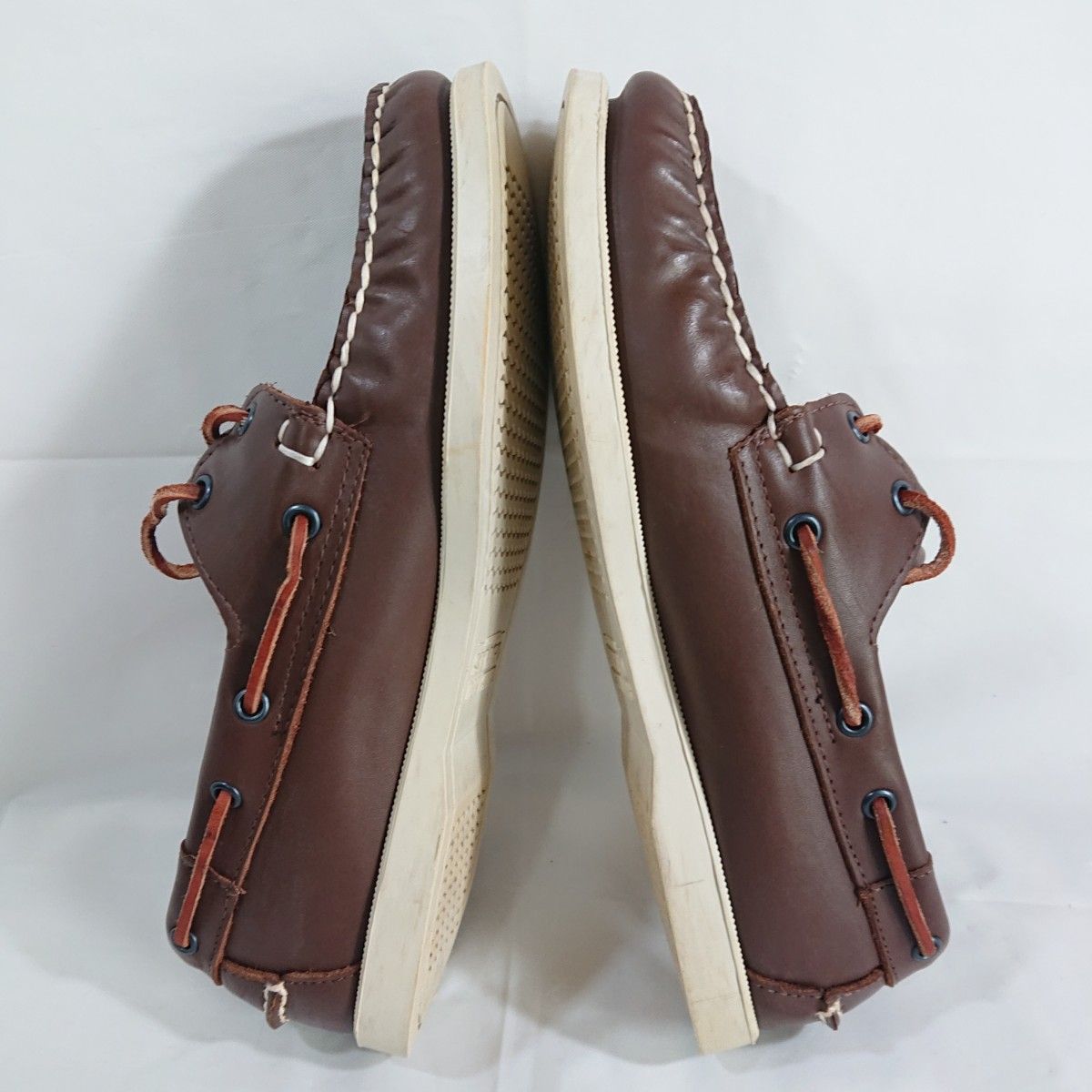 ■セバゴ/ドッグサイズ/デッキシューズ/茶レザー/us9ハーフM(Middle)/27.5㌢Dウィズ/モカシン/SEBAGO