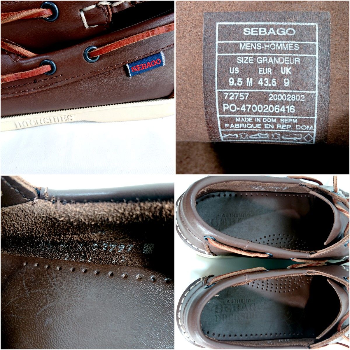 ■セバゴ/ドッグサイズ/デッキシューズ/茶レザー/us9ハーフM(Middle)/27.5㌢Dウィズ/モカシン/SEBAGO