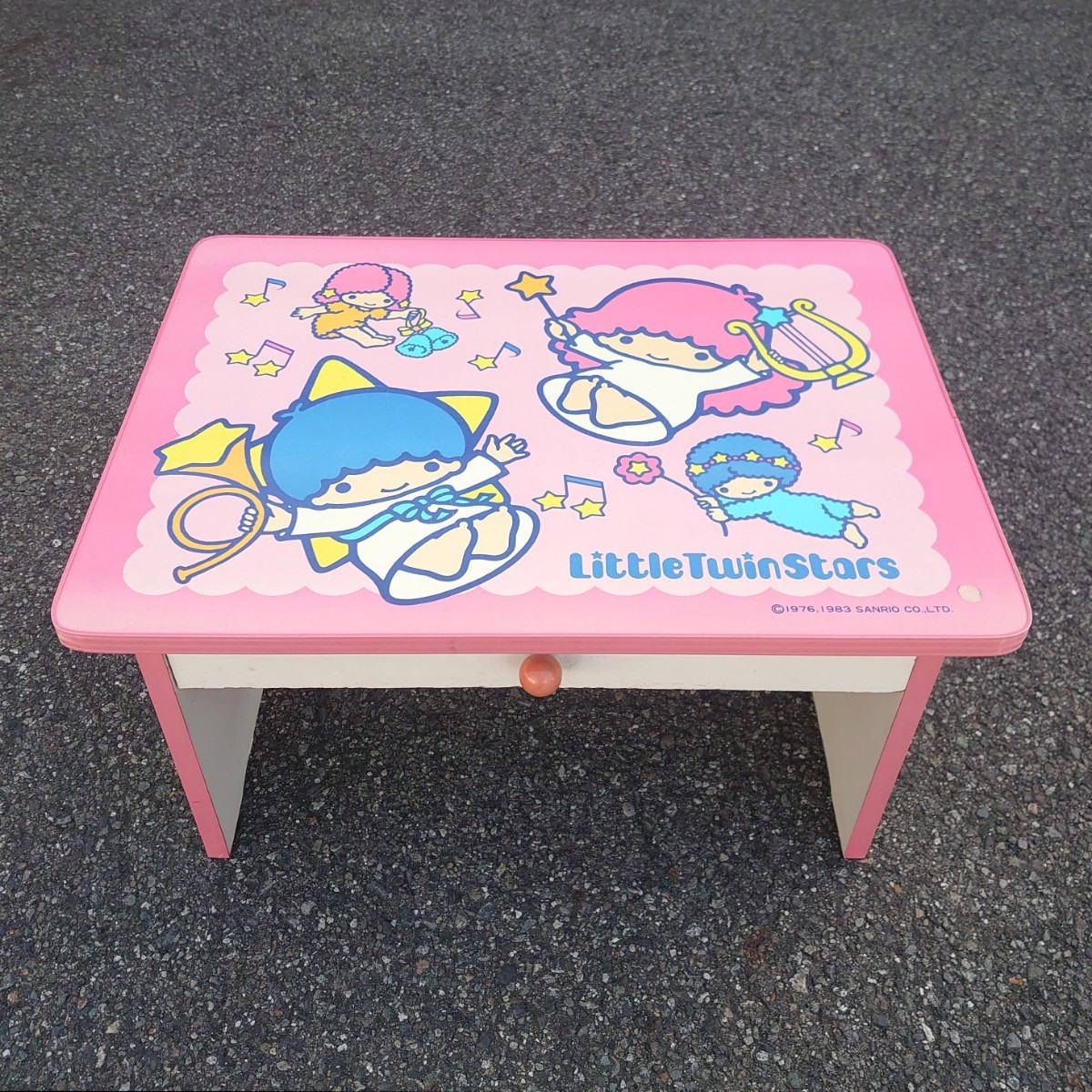 Sanrio Little Twin Stars サンリオ リトルツインスターズ キキララ ミニデスク テーブル 机 木製 家具 ファンシー 昭和レトロ tp-23x978_画像1
