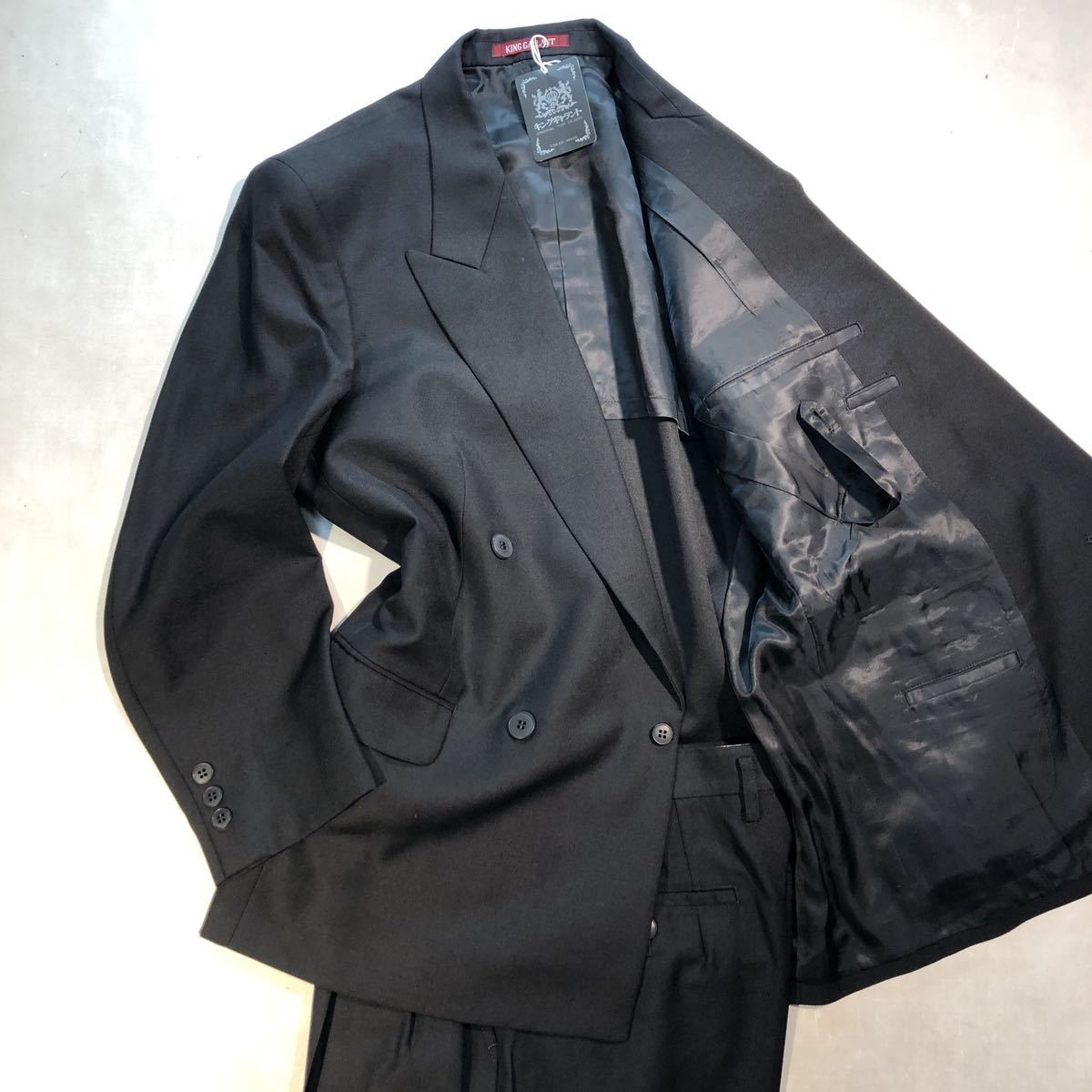 新品【サイズA6 L★定価5.8万 礼服】4Bダブルスーツ 喪服 本物の黒 ブラックフォーマル 背抜き ノーベンツ 2タック 冠婚葬祭 セットアップ_画像1