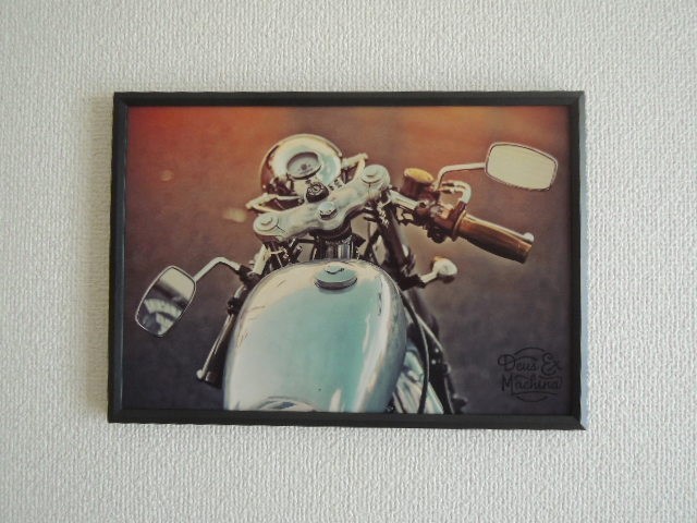 A4 額付き ポスター YAMAHA SR400 バイク レトロ デウス アート 写真