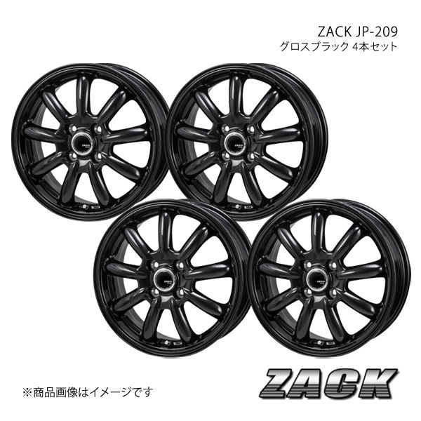 ZACK JP-209 パッソ M700系 2016/4～ アルミホイール4本セット 【14×5.5J 4-100 +40 グロスブラック】