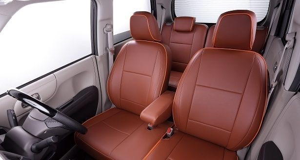 Bellezza シートカバー ハイゼットトラック S500P/S510P 2014/9-2021/12 ベーシック アルファ ココア×オレンジ D760_画像3