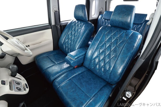 Bellezza シートカバー ハイゼットトラック S200P/S210P/S201P/S211P 2004/12-2011/12 vintage style チェスターフィールド ブルー D716_画像3
