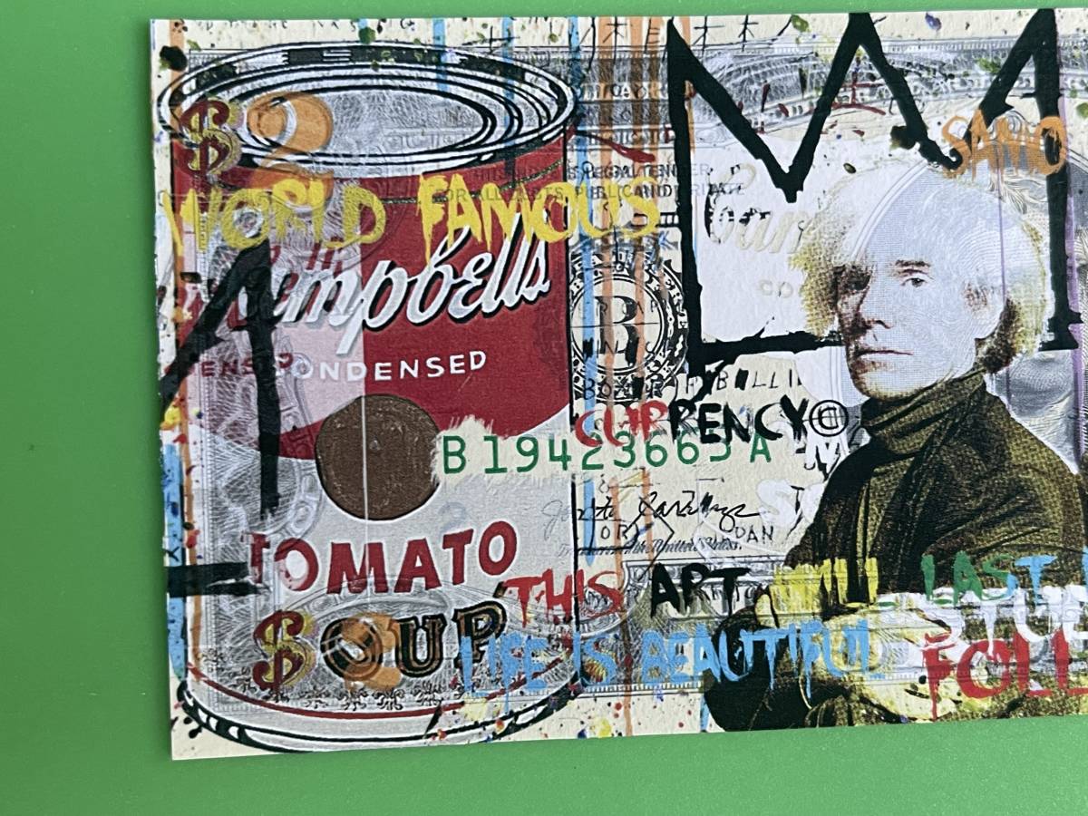  ジャンミッシェルバスキア アンディウォーホル ポップアート 芸術と愛 アートは永遠に バンクシー Banksy バスキア アメリカ 2ドル札 _画像3