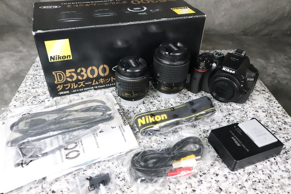 Nikon ニコン D5300 ダブルズームキット デジタル一眼レフカメラ AF-S DX Nikkor 18-55mm 3.5-5.6G 55-200mm 4-5.6G【ジャンク品】★F
