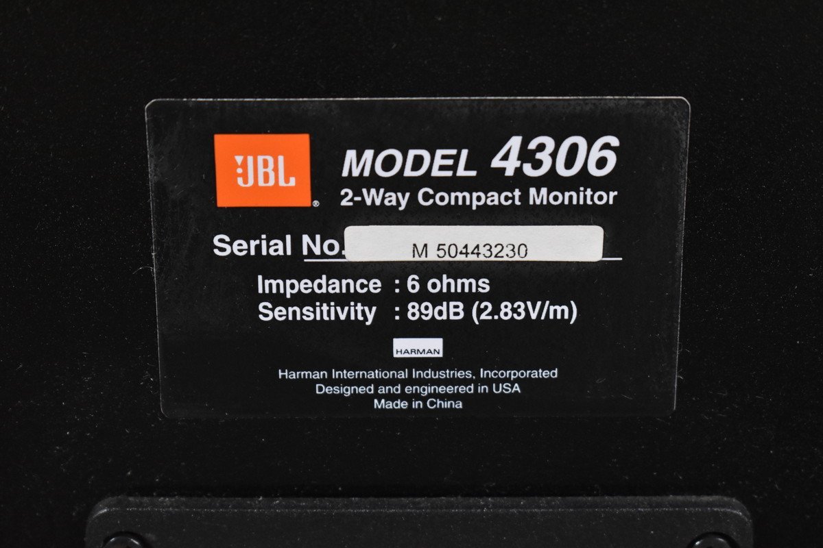 最高 JBL 2wayモニター ☆元箱付属 4306 スピーカーペア スピーカー