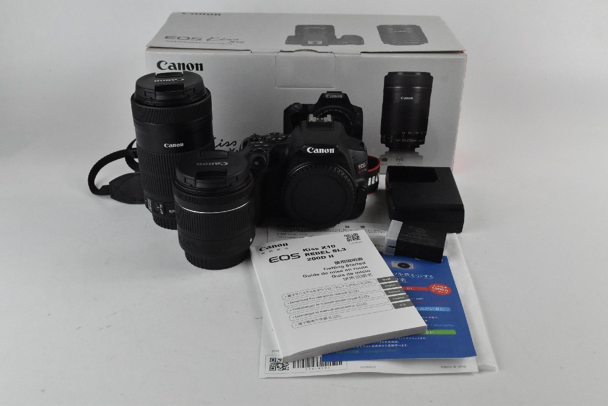 Canon キャノン EOS Kiss X10 ダブルズームキット デジタル一眼レフカメラ Zoom Lens EF-S 18-55mm 4-5.6 55-250mm 4-5.6 IS STM★F