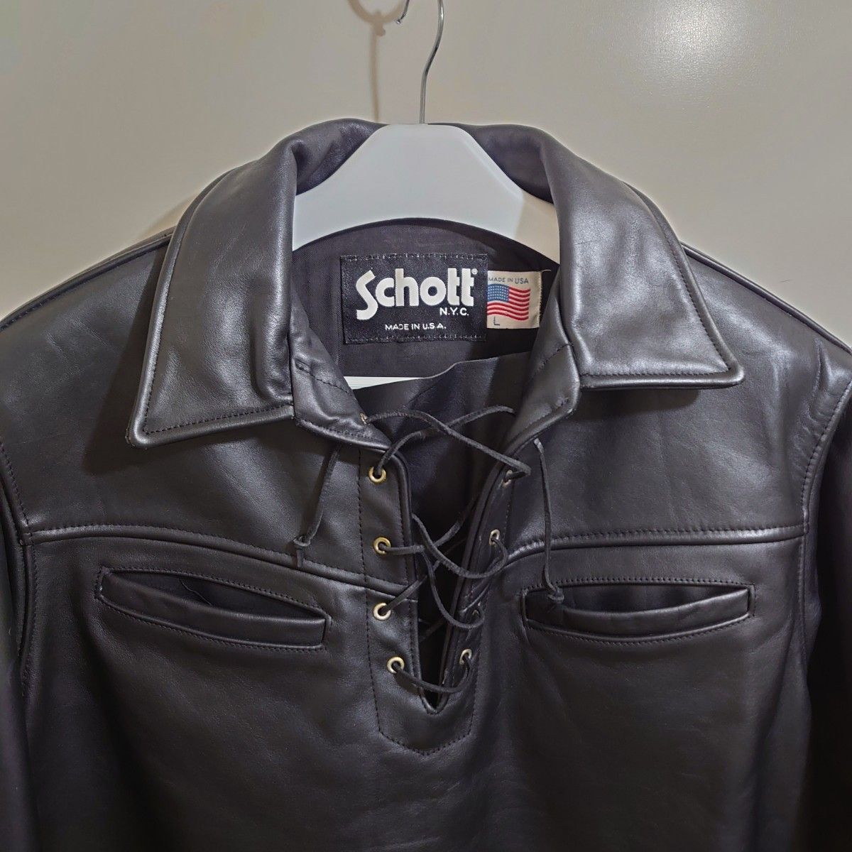 ★新品同様★Schott６６３　プルオーバー　レザージャケット　 Ｌ　アメリカ製