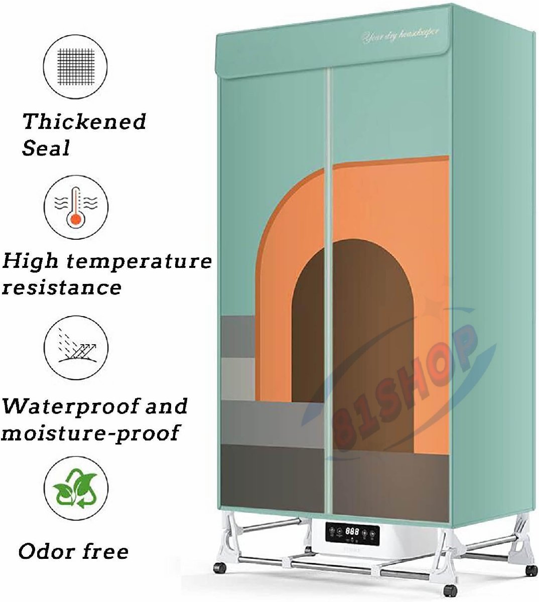 [81SHOP] folding type electric portable dryer,240min timer,5 speed adjustment possibility automatic power supply off, oxford flame retardance cloth, remote control attaching 