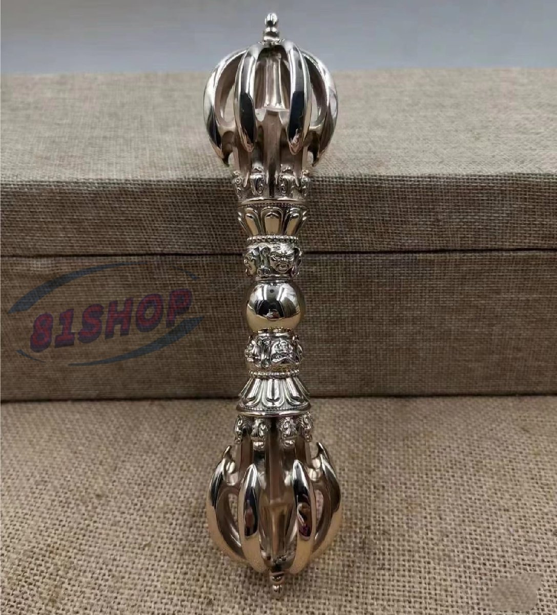 81SHOP」密教法具 金剛杵 九鈷杵 真鍮製 五鈷杵 大 バジュラ 81SHOP」密教法具 金剛杵 九鈷杵 真鍮製 五鈷杵 大 バジュラ