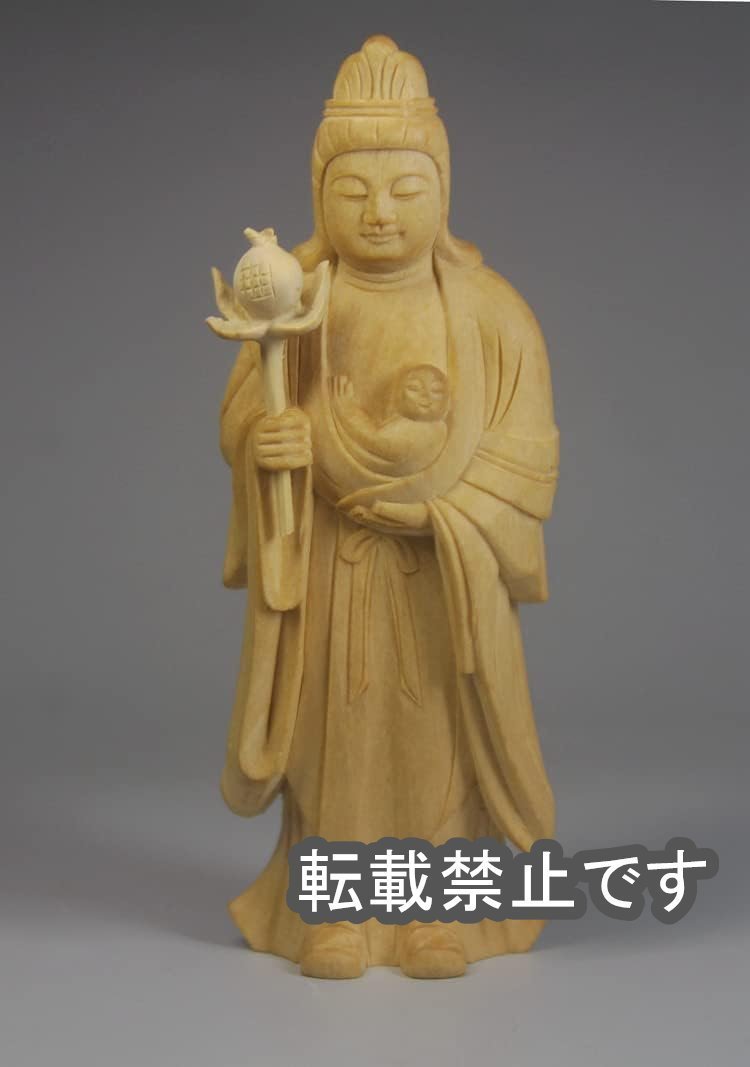 「81SHOP」仏像 鬼子母神 木製 彫刻仏像・木彫り仏像・手彫り仏像祈る 厄除け(高さ12.5cm)_画像1