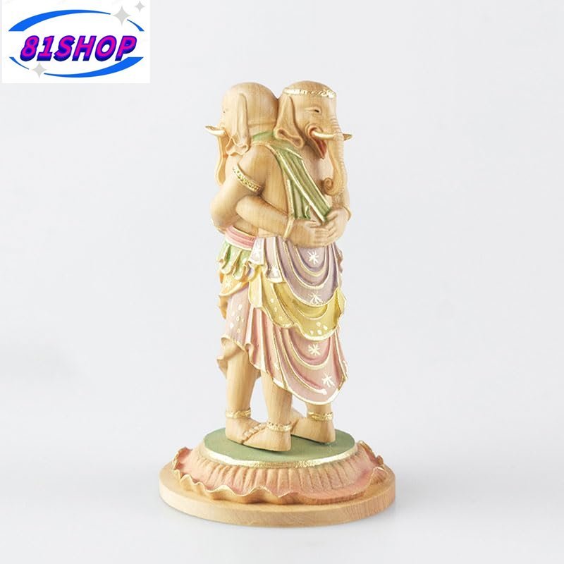 81SHOP」木彫りの仏像柘植 総高90mm 夫婦和合・縁結び・子恵みの神-