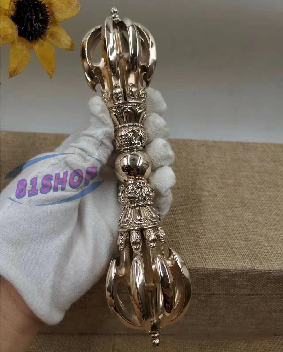 81SHOP」密教法具 金剛杵 九鈷杵 真鍮製 五鈷杵 大 バジュラ 81SHOP」密教法具 金剛杵 九鈷杵 真鍮製 五鈷杵 大 バジュラ