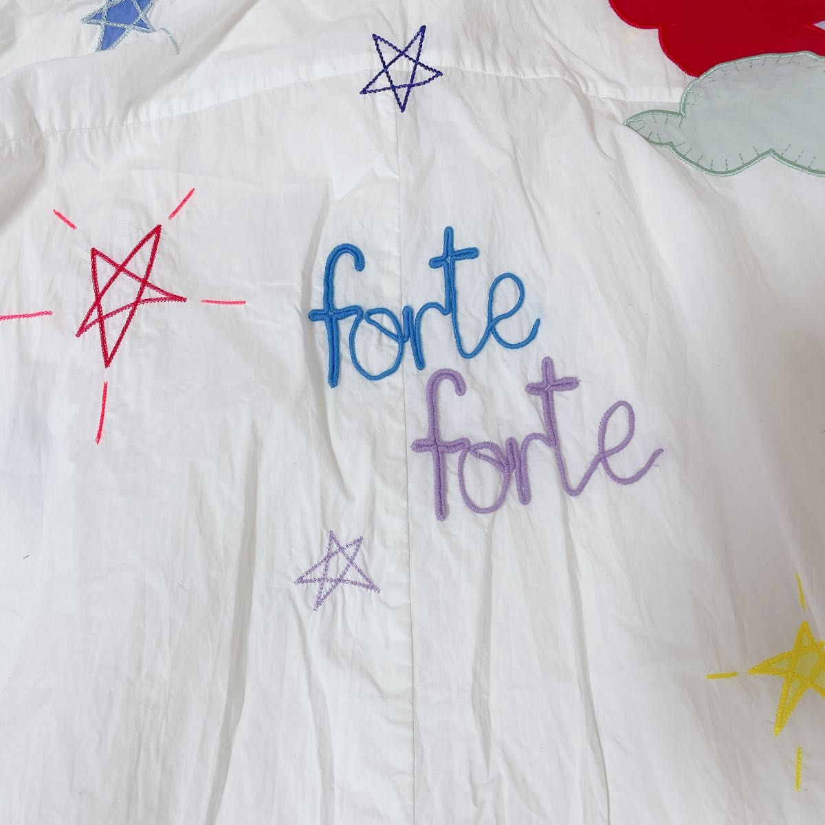 forte_forte 刺繍 ロングシャツ 刺繍シャツ  大きいサイズ ハート 長袖 刺繍ワンピース 星 ハート稀少 レア