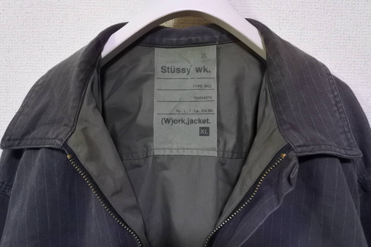 00's STUSSY Worldwide Work Jacket size XL ワークジャケット カバーオール ストライプ柄_画像4