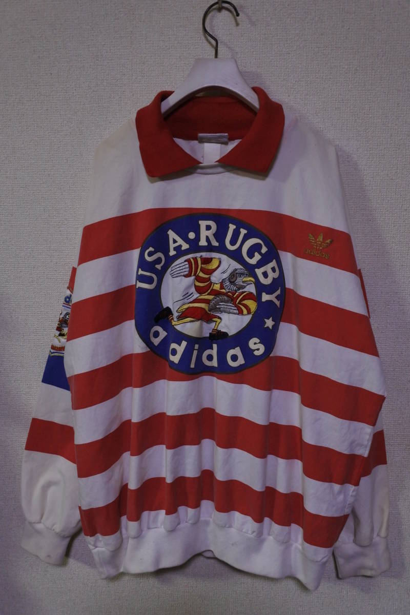 大きな割引 Shirts Pullover Vintage RUGBY USA adidas 80's size