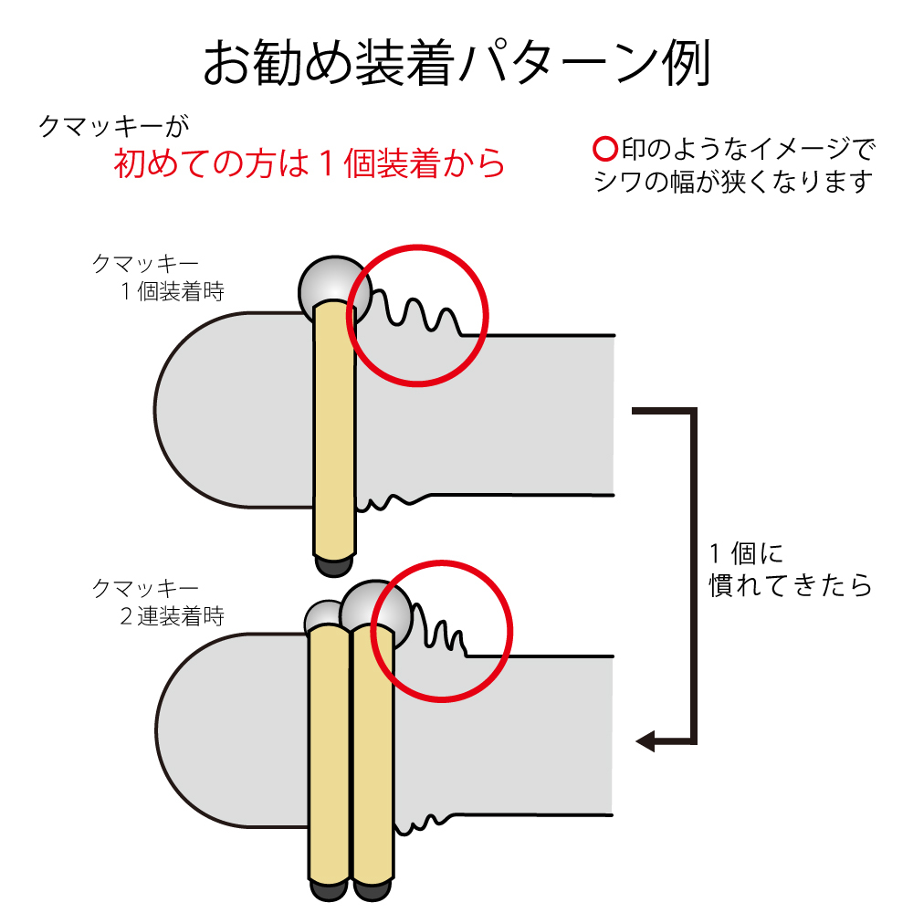 クマッキーＺ２個アイボリー（紛失防止ストラップ無し） 国産で安心の仮性包茎リング/早漏・精力グッズ/製品保証付_画像4