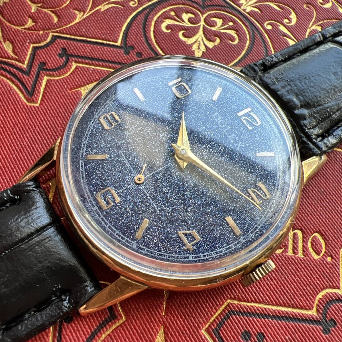 ロレックス ROLEX 1950 ブルーダイヤル 手巻き 動作良好 18KGP-