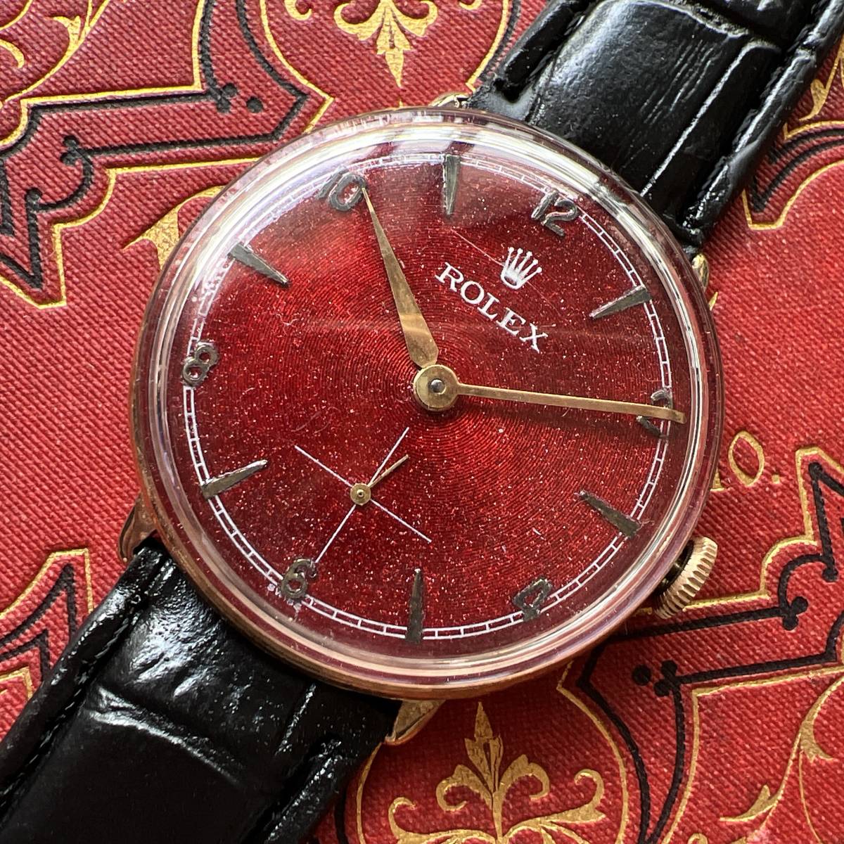 ロレックス　ROLEX 1950 レッドダイヤル　手巻き　動作良好　18KGP_画像2