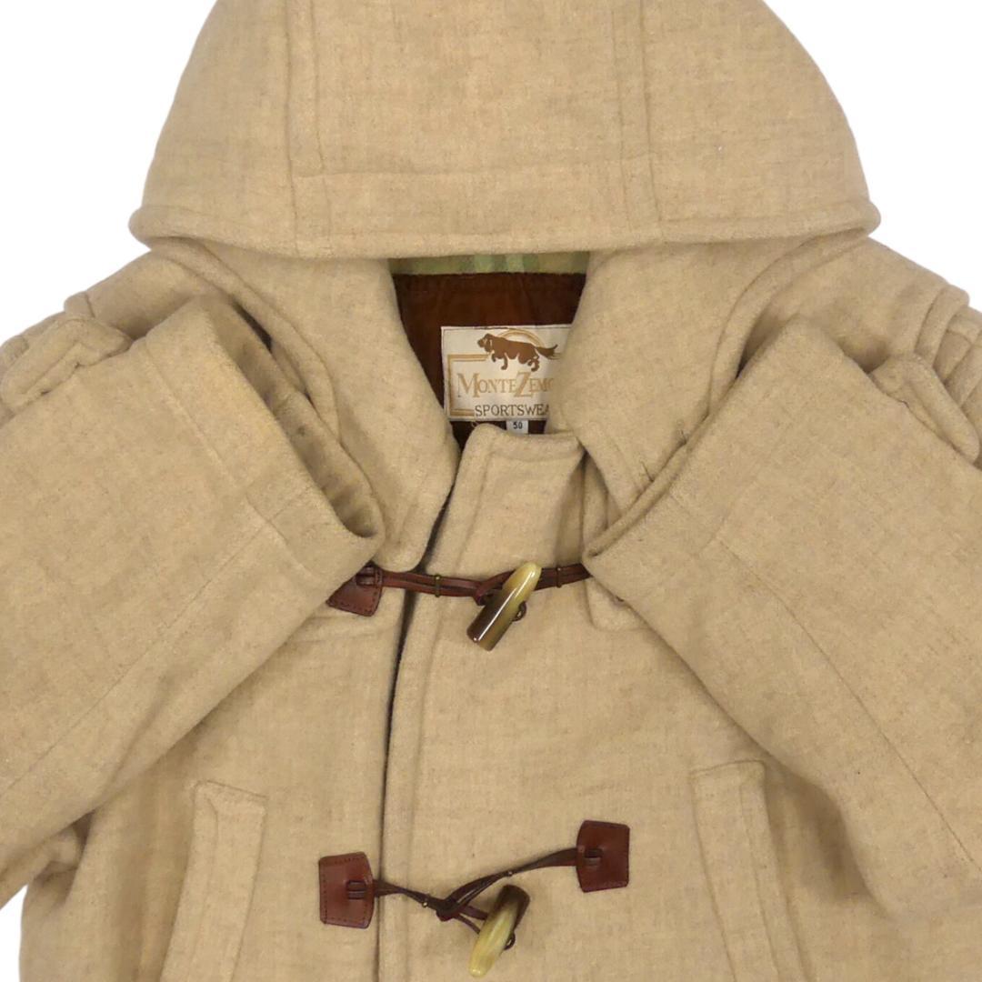  prompt decision * Italy made MONTE ZEMOLO* men's L duffle coat monte zemoro50 beige check long coat commuting toggle button 