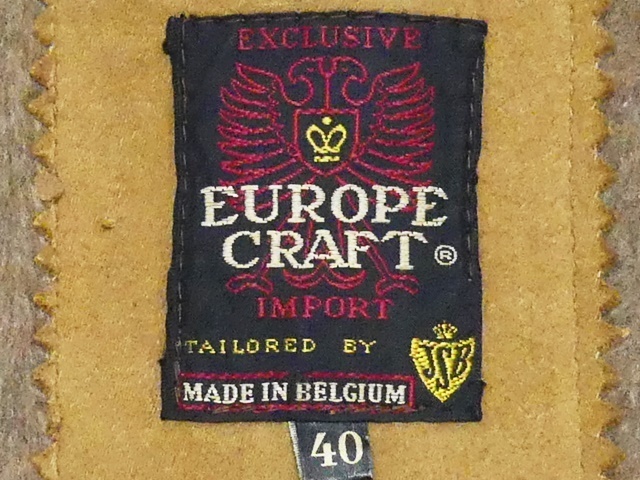 即決★ベルギー製 EUROPE CRAFT★メンズL ビンテージ古着 ボアコート ヨーロッパクラフト 40 茶系 カーキ 70s 80s テーラードジャケット