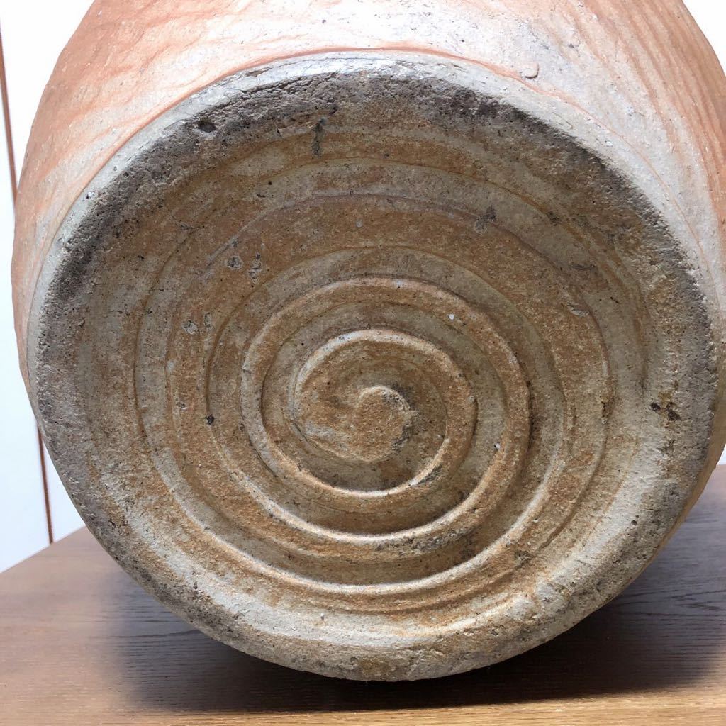 特大 40×46cm 信楽焼 備前焼 土器 陶器 かめ 壺 花瓶 花器 矢来紋-