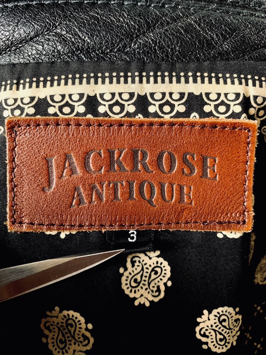 美品 jackrose antique leathers（山羊革）ゴートスキンラムレザー シングルライダース ジャケット 黒 3 M〜L アンティーク ヴィンテージ_画像7