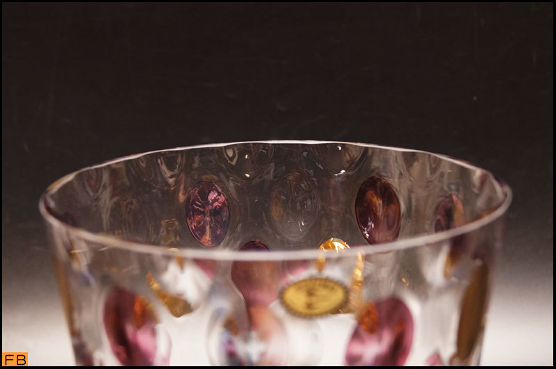 1299-ボヘミアガラス◆花瓶 フラワーベース 水玉 ドット ウォータードロップ 花器 クリスタル チェコガラス 箱付 BOHEMIA_画像8